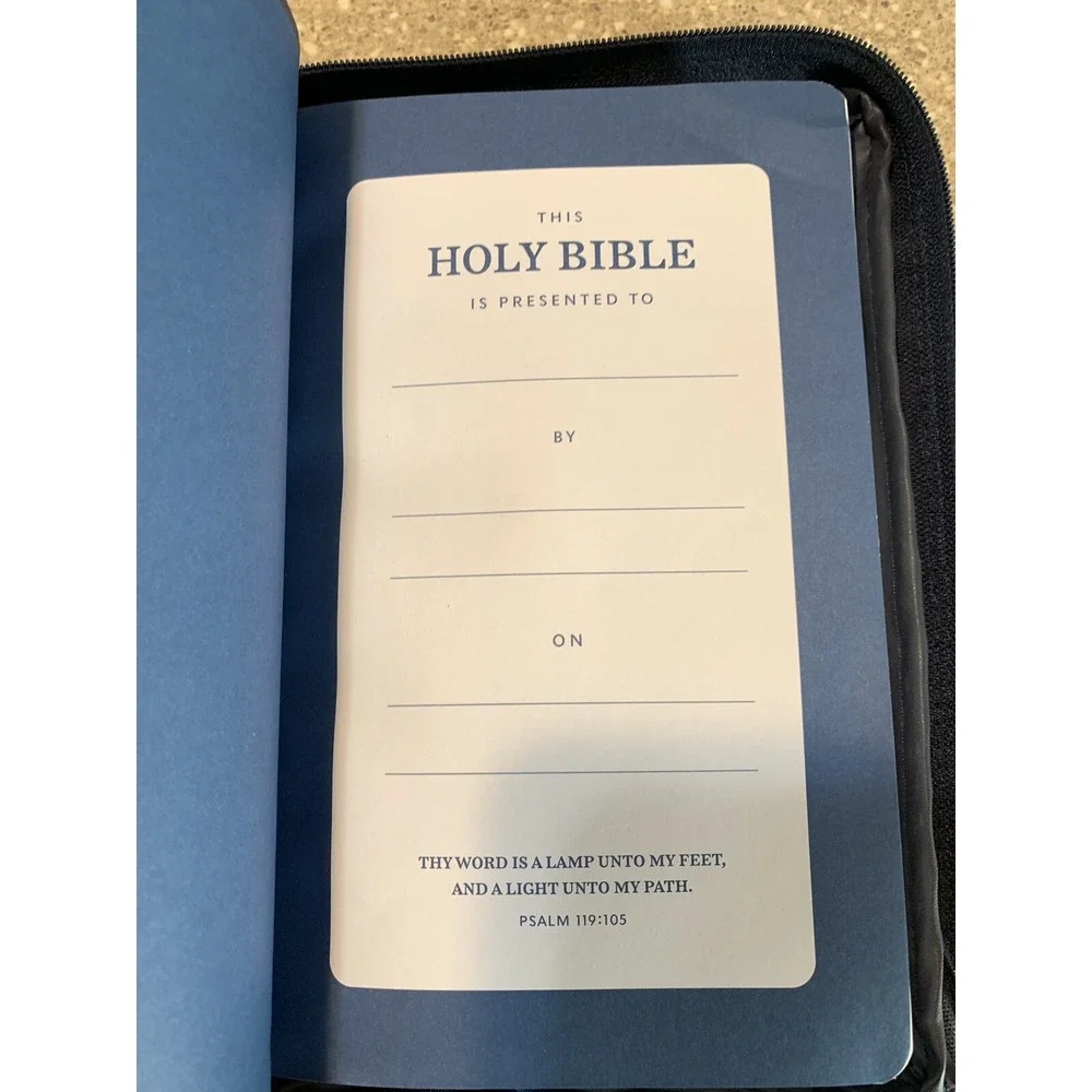 The Holy Bible King James Version Red Letter Edition - Blue Faux Leather  W/Case